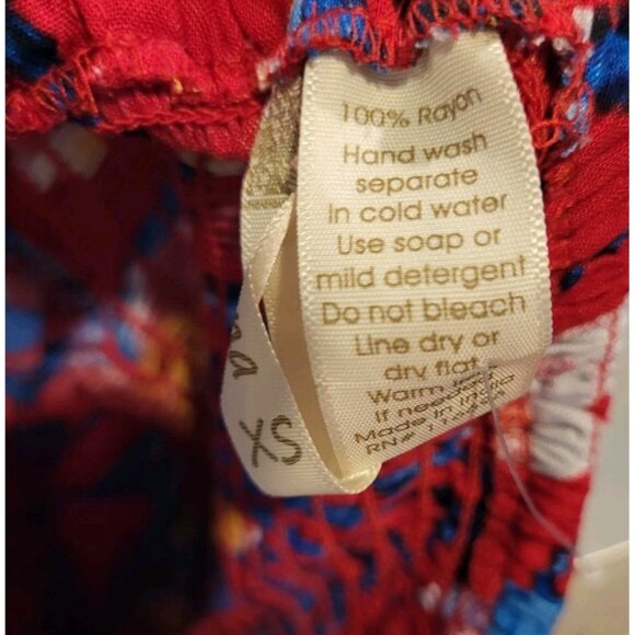 New Red Blue Hawiian Empire Waist Sleeveless Maxi Dress Japna Sz XS Tropical - Picture 8 of 8